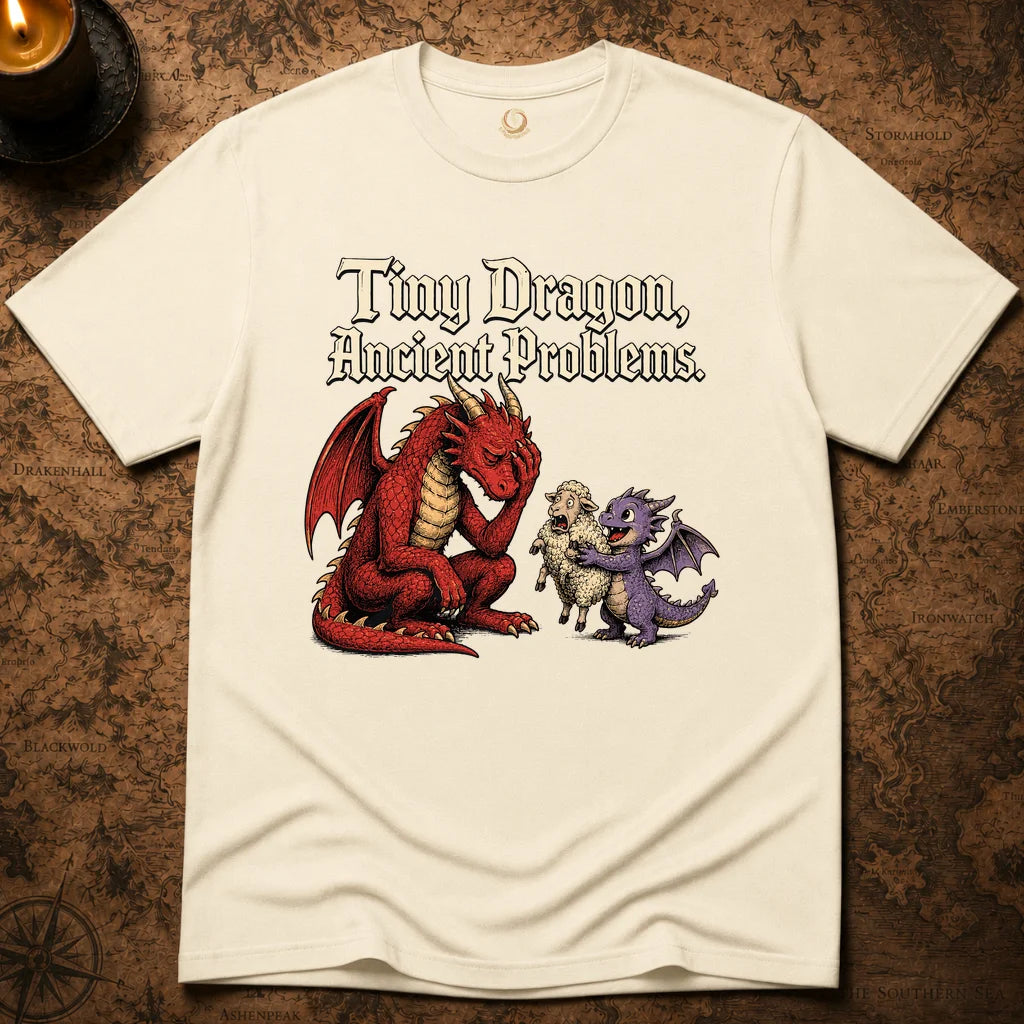 TINY DRAGON, ANCIENT PROBLEMS T-SHIRT