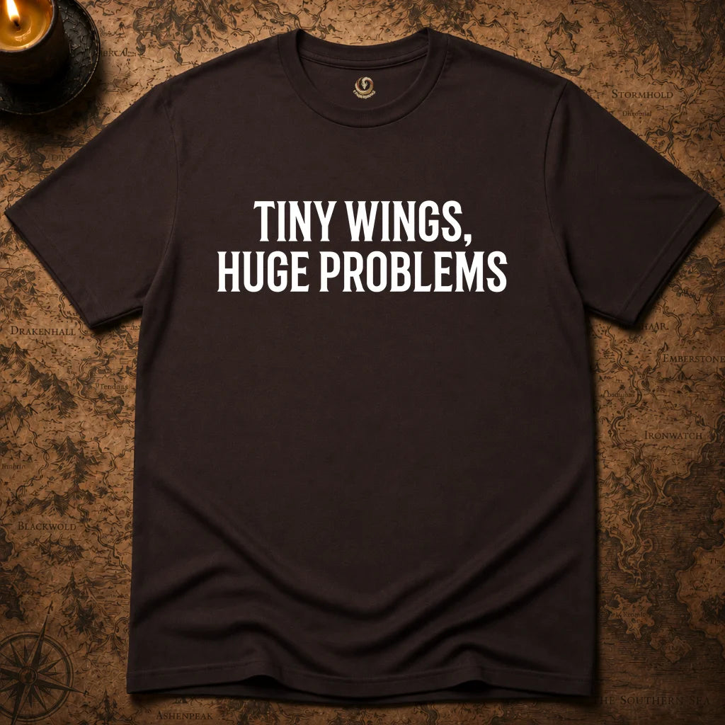 TINY WINGS, HUGE PROBLEMS T-SHIRT