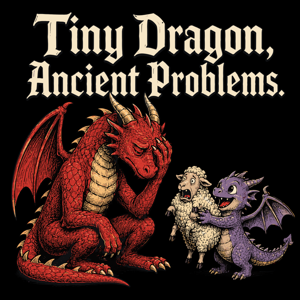 TINY DRAGON, ANCIENT PROBLEMS T-SHIRT